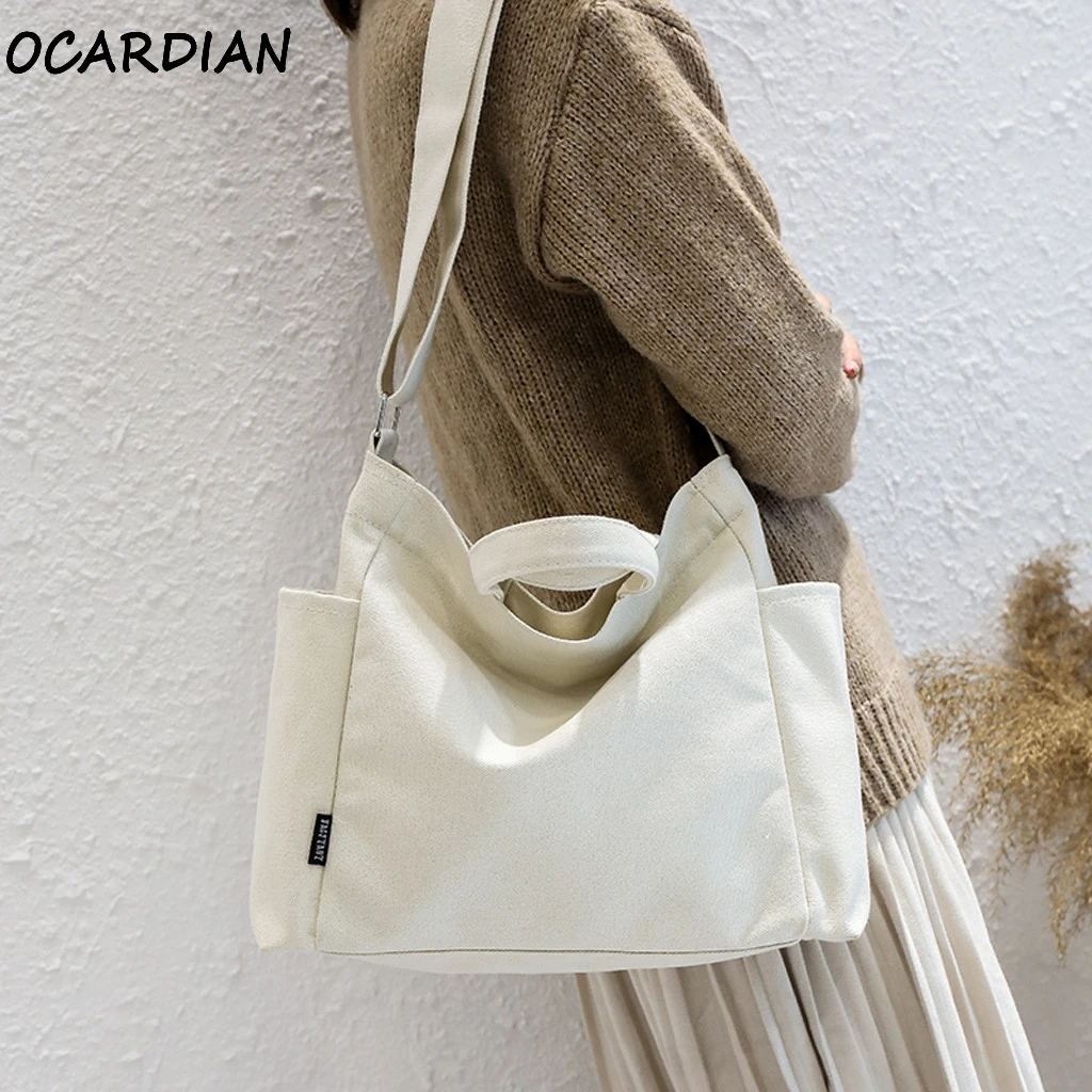 

OCARDIAN Handbag Large Capacity Women's Unisex Canvas Messenger Shopping Travel Student School Crossbody Bag A24