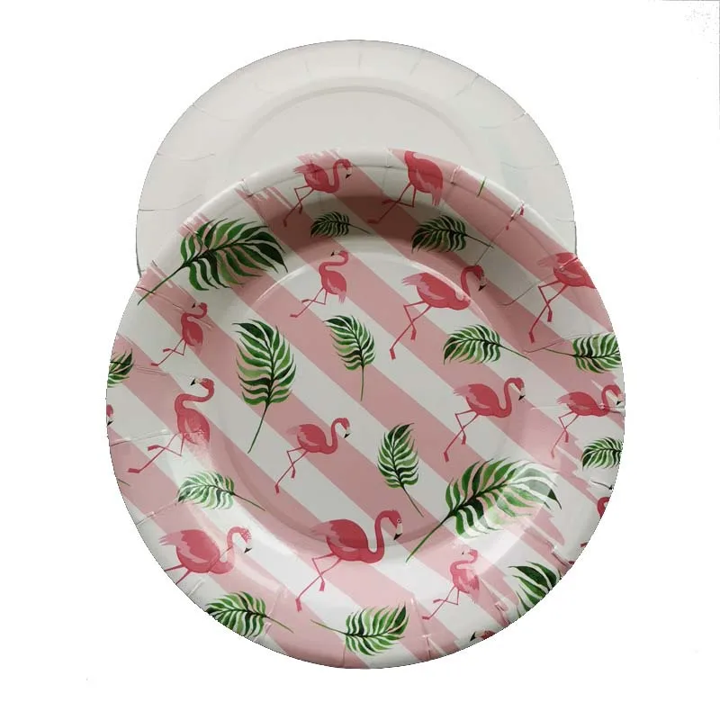 10 шт. день рождения одноразовая тарелка набор посуды Фламинго бумажная для