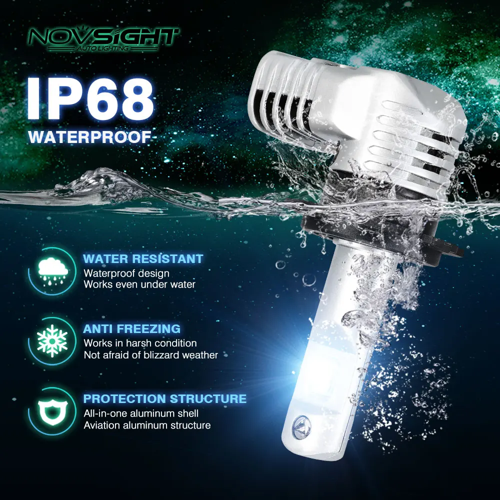 NOVSIGHT 10000LM H7 led H11 H16JP 9005 9006 9012 D1 P13 PSX24W PSX26W 1:1 дизайн автомобильная светодиодная головная светильник секунд воспроизведение и Plug противотуманных фар светильник