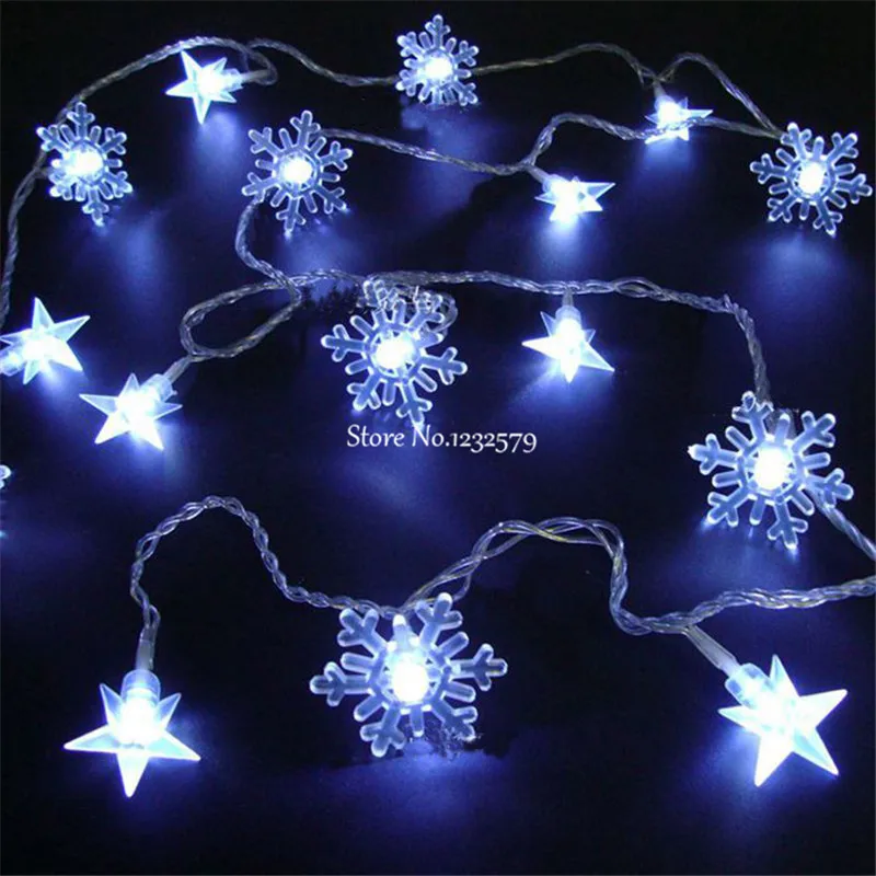 Гирлянда со снежинками и звездами 10/20/30 м 100/200/300 светодиодов|luces decorativas|led fairy string