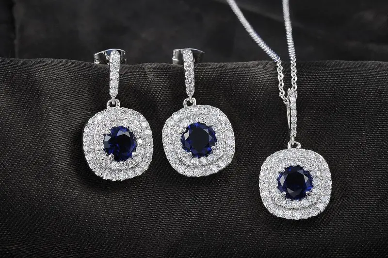 T.N 1983 Summer Jewelry Rhinestone Vintage Classic Square Sets Fashion Blue Necklace Earrings | Украшения и аксессуары