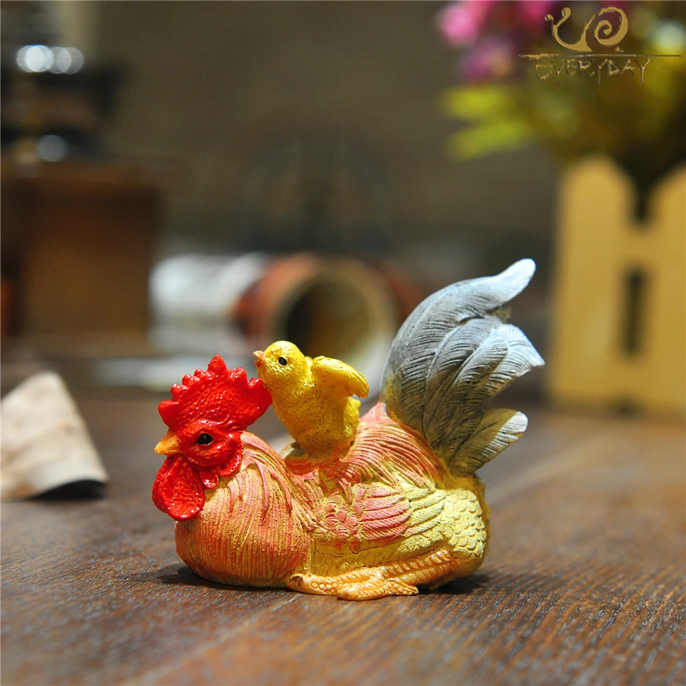 Everyday Collection resin crafts statue fairy garden ornament desktop Easter decoration miniature rooster figurine chicken gift | Дом и сад