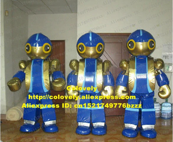 Костюм талисман Brave Blue Robot Automaton для взрослых голубые и золотые перчатки с
