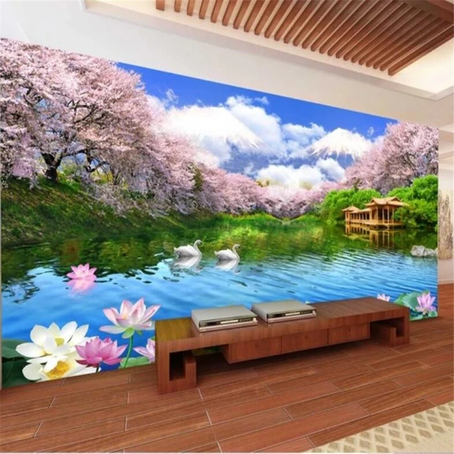 Обои на заказ 3d фрески красивые HD вишневые цветы ТВ фон обои для гостиной спальни