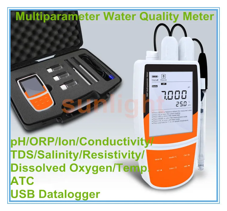 PH/ORP/Ion/Проводимость/TDS/соленость/DO/сопротивление/Температура 9 в 1 метр с USB