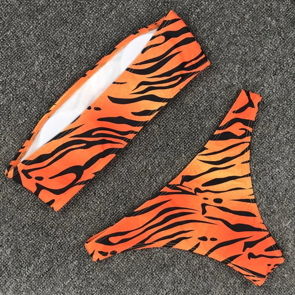 Купальник с рисунком &quotЗебра&quot сексуальный купальник бандо женский низкой