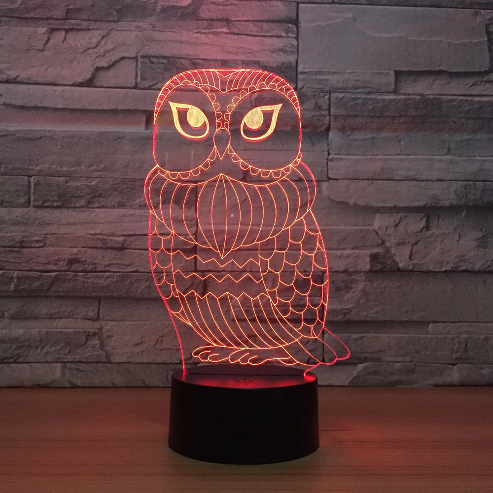 

3D Lamp Cute Owl 7 Color Led Night Lamps for Kid Touch Led USB Table Lampara Baby Sleeping Nightlight Drop Ship Led With Sensor