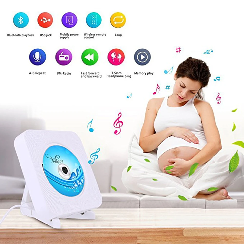 Cd-плеер настенный Bluetooth портативный домашний аудио магнитофон с пультом дистанционного управления fm-радио встроенные HiFi колонки USB MP3