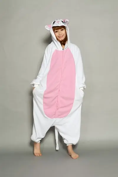 Пижамы с изображением животного белого кота милый костюм для косплея сезон