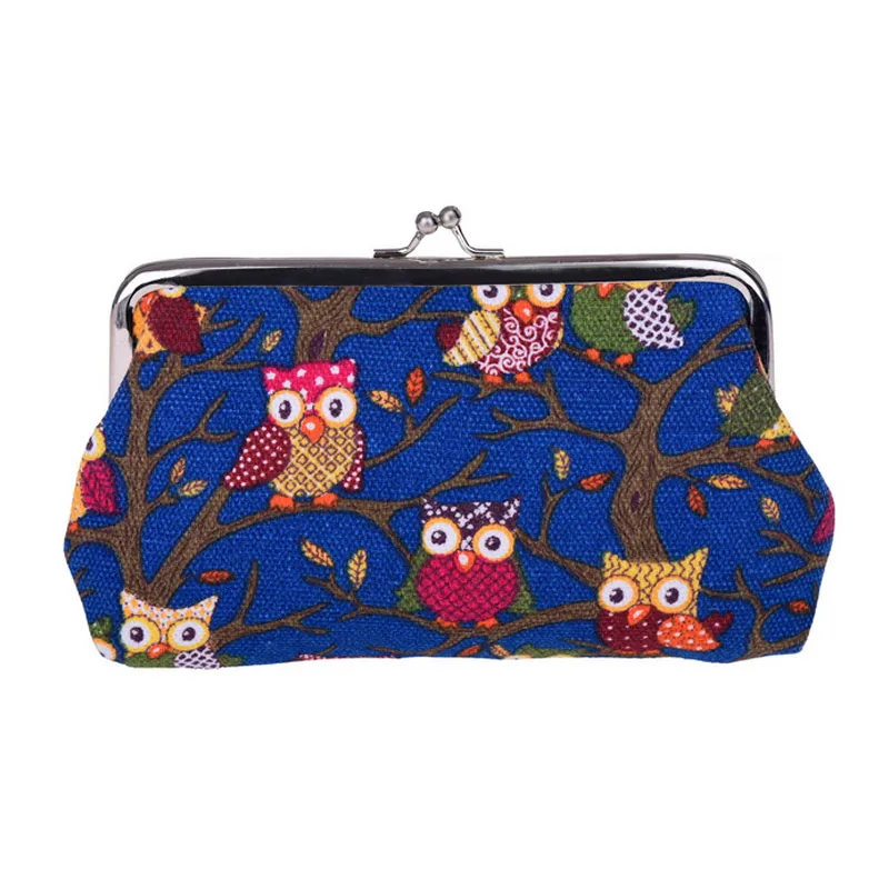 Лидер продаж милая Женская Холщовая Сумка мини кошелек для мелочи с совой на