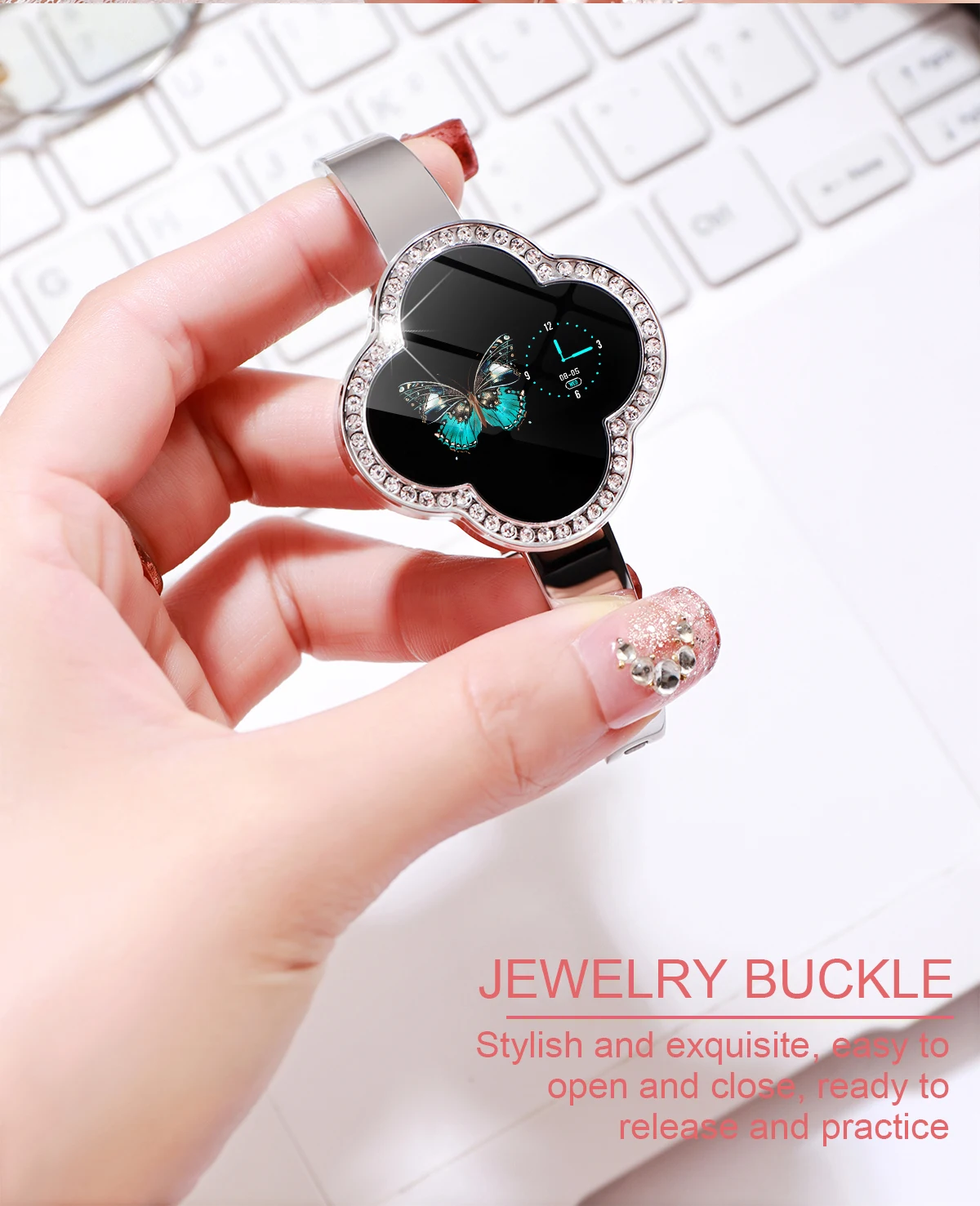 Fashion Smart Bracelet Lady Heart Rate Blood Pressure Oxygen Sport Calorie Clover IP67 Waterproof Watch for IOS Android | Электроника