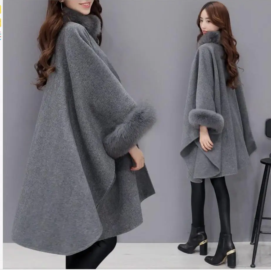 

Модное зимнее пальто 2018, новое шерстяное длинное пальто с меховым воротником, стандартная шаль, пальто 201865