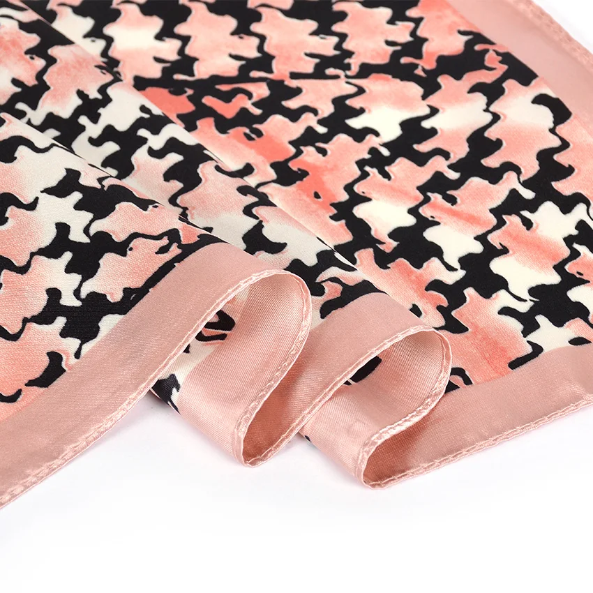 Женский атласный шарф-накидка [BYSIFA] розовый или хаки платок-накидка из шёлка 90*90