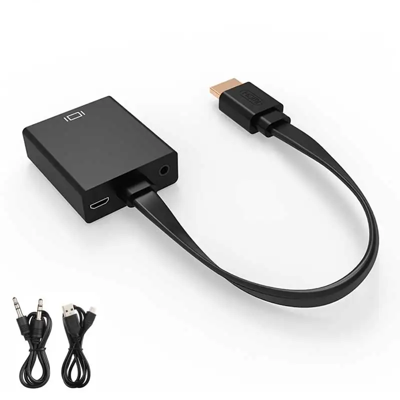 Rovtop HDMI к VGA адаптер с 3,5 мм аудио портом HDMI Мужской к VGA Женский 1080P видео конвертер адаптер для ПК ноутбук DVD Z2 - Цвет: SET 2