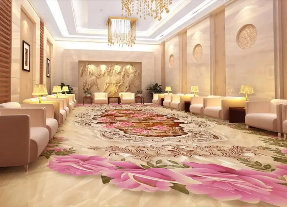 Пользовательские 3D полы фрески фото пол обои для гостиной спальни Роза узор