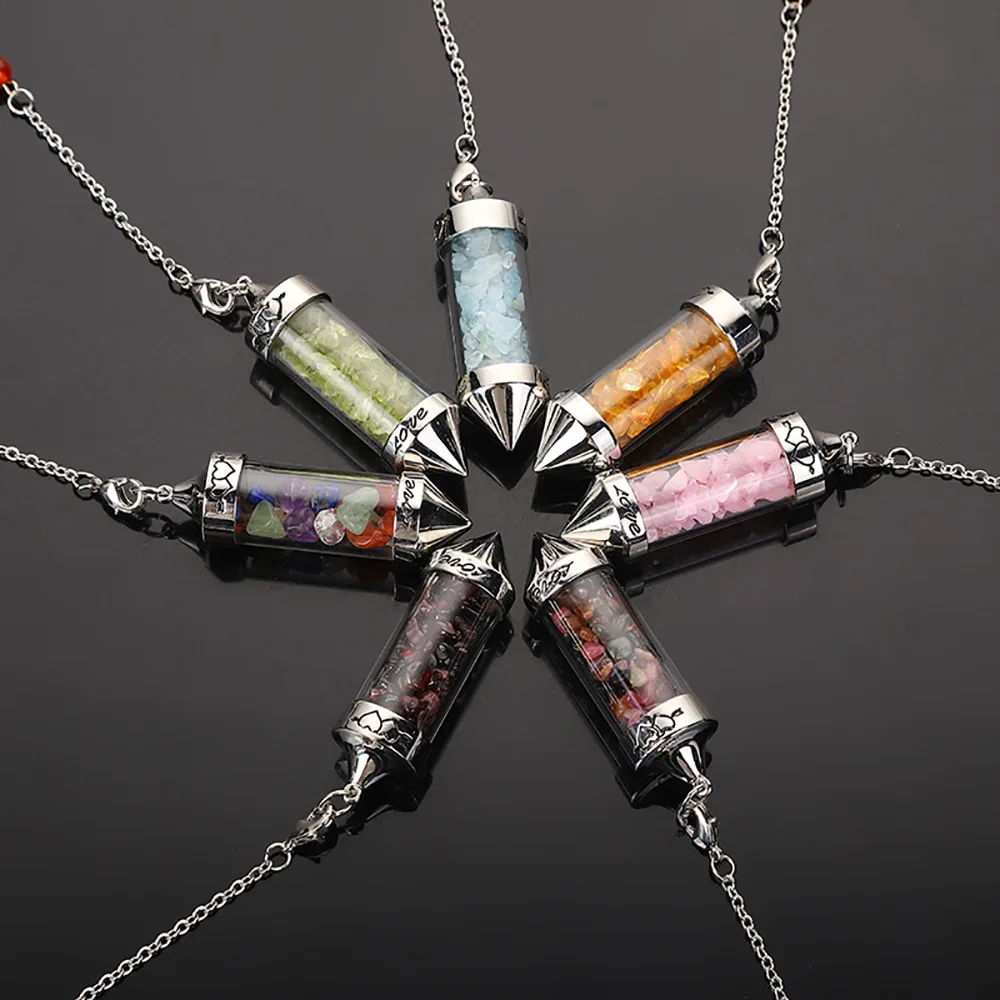 Новое восстанавливающее 7 чакр маятник в бутылке желаний ожерелье с подвеской из