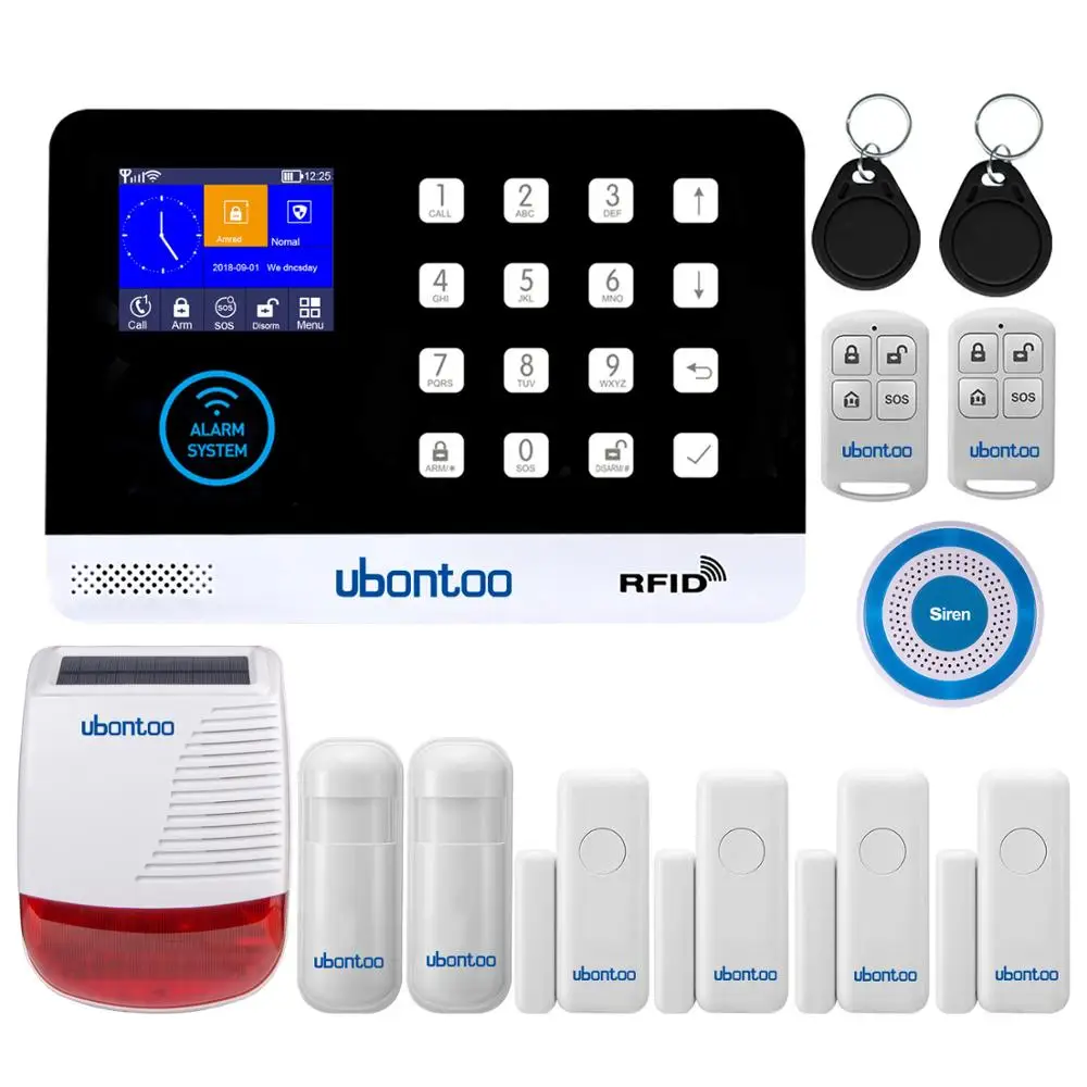 KitB Ubontoo несколько языков Wi-Fi GSM домашняя охранная сигнализация детектор движения приложение управление пожарный сигнальный датчик дыма - Цвет: KitB