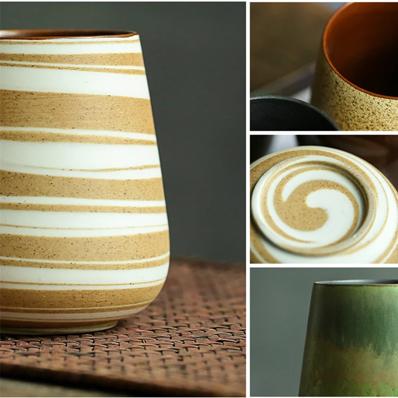 350ml Japanese Style Coffee Cup Vintage Water Ceramic Coarse Pottery Drinkware Milk Fruit Juice Tea Mugs for Creative Gifts | Дом и сад