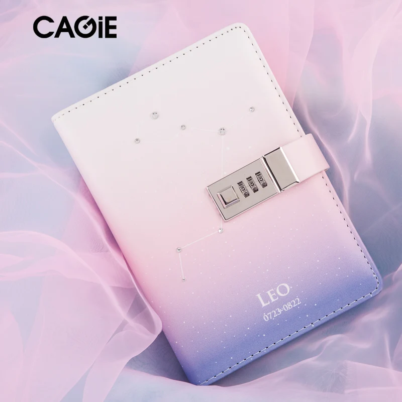 CAGIE DIY 12 Constellations Diamond-encrusted Lock Diary Cute Personal Journal Travelers Notebook Best Graduation Gift | Канцтовары для
