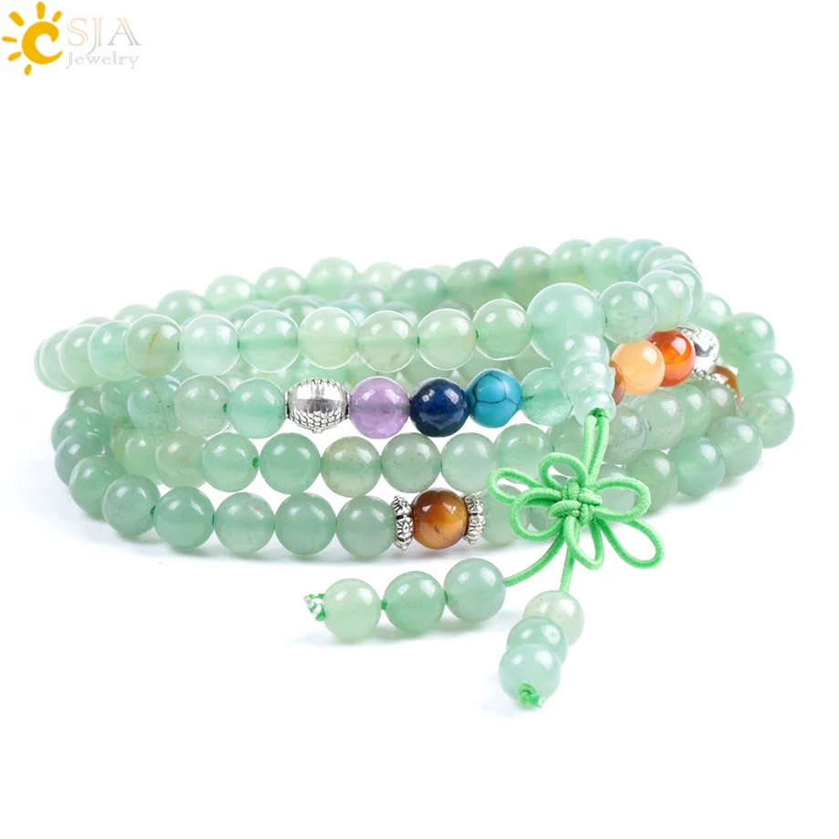 CSJA 108 бусины 6 мм натуральное зеленое женское ожерелье буддийские чакры Будды для