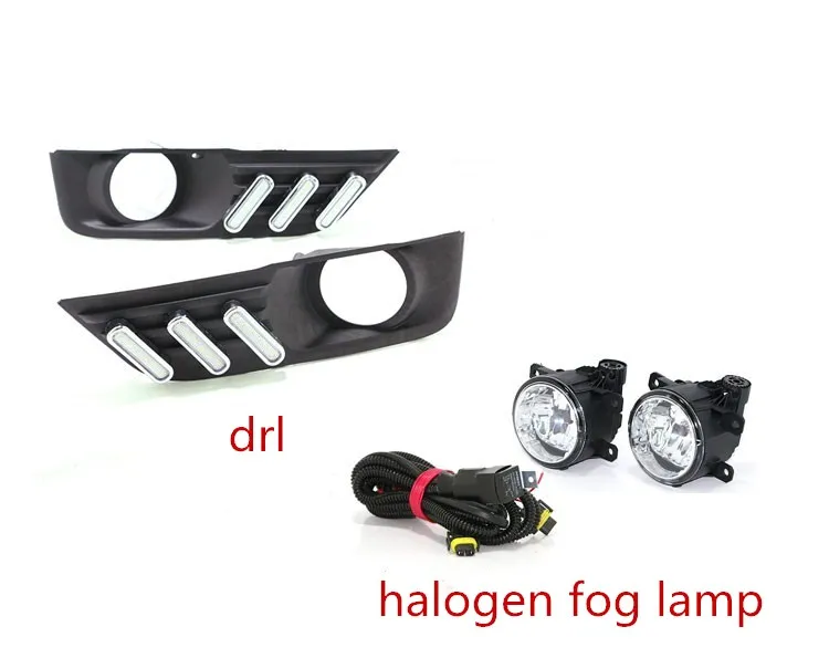 EOsuns led drl Дневной ходовой светильник+ галогенная противотуманная фара для Ford Focus 2005-2006 с движущимися желтыми поворотниками