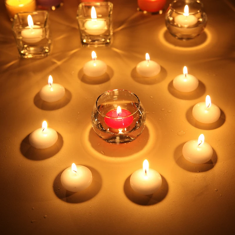 Новинка! 10 шт./кор. Цвета плавающий Свадебные свечи круглый Форма плавающие дома