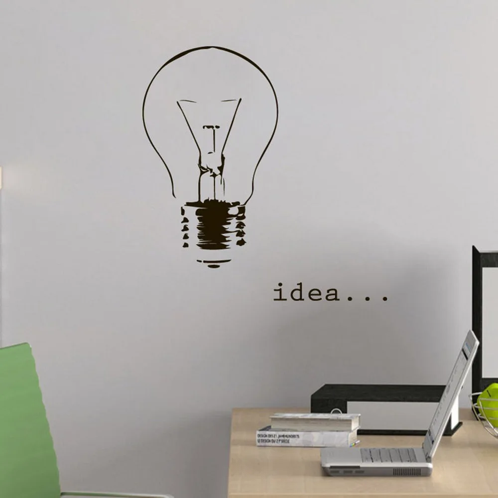 Wall Decals Quote Idea Decal Light Bulb Vinyl Sticker Nursery Home Art Bedroom Decor Interior Design Mural C128 | Дом и сад