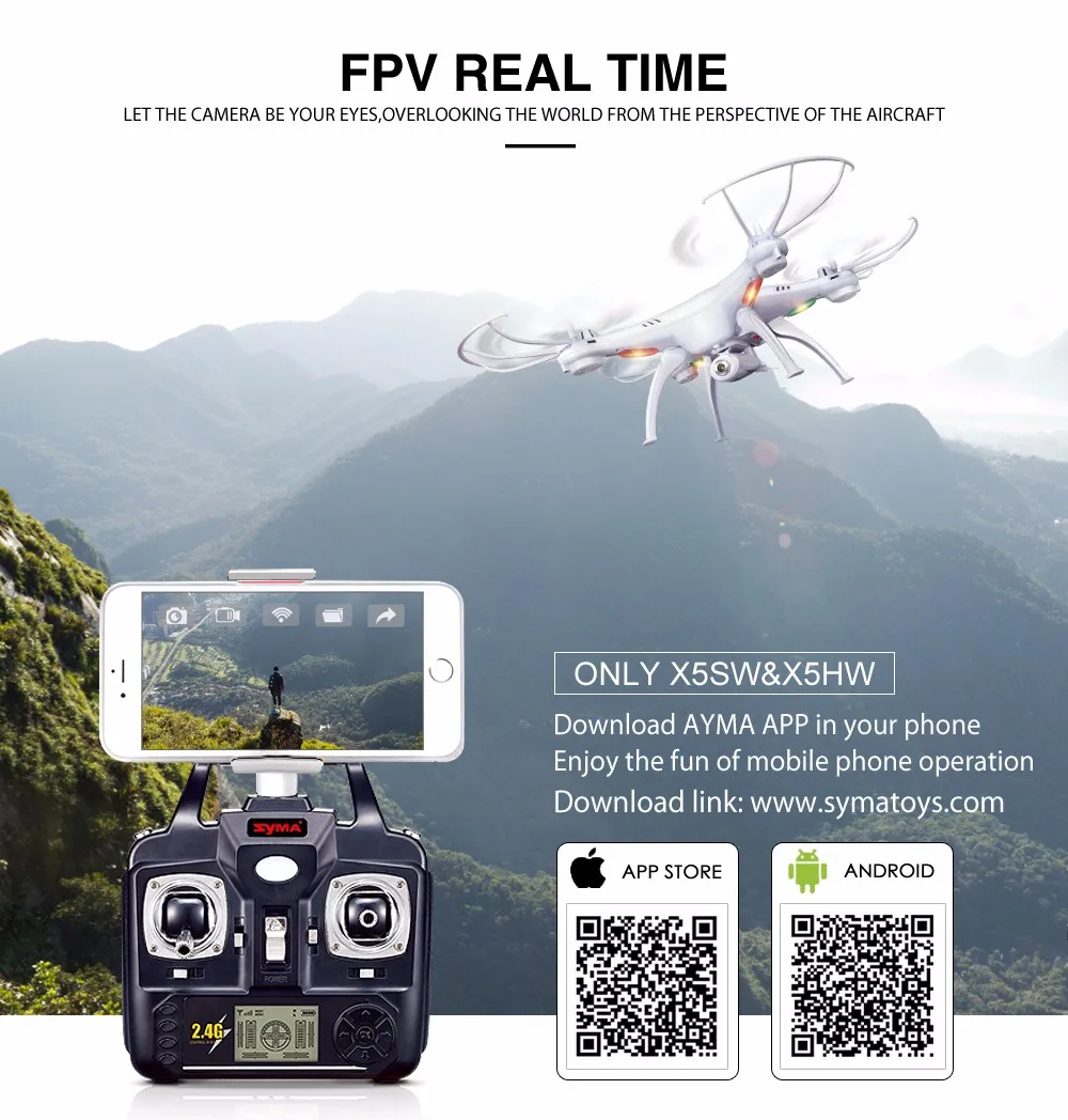 SYMA X5SW WI-FI RC квадролет с дистанционным управлением с видом от первого лица Квадрокоптер с дистанционным управлением и Камера Безголовый 2,4G 6-осевой в режиме реального времени, дистанционное Управление вертолет Квадрокоптер игрушка
