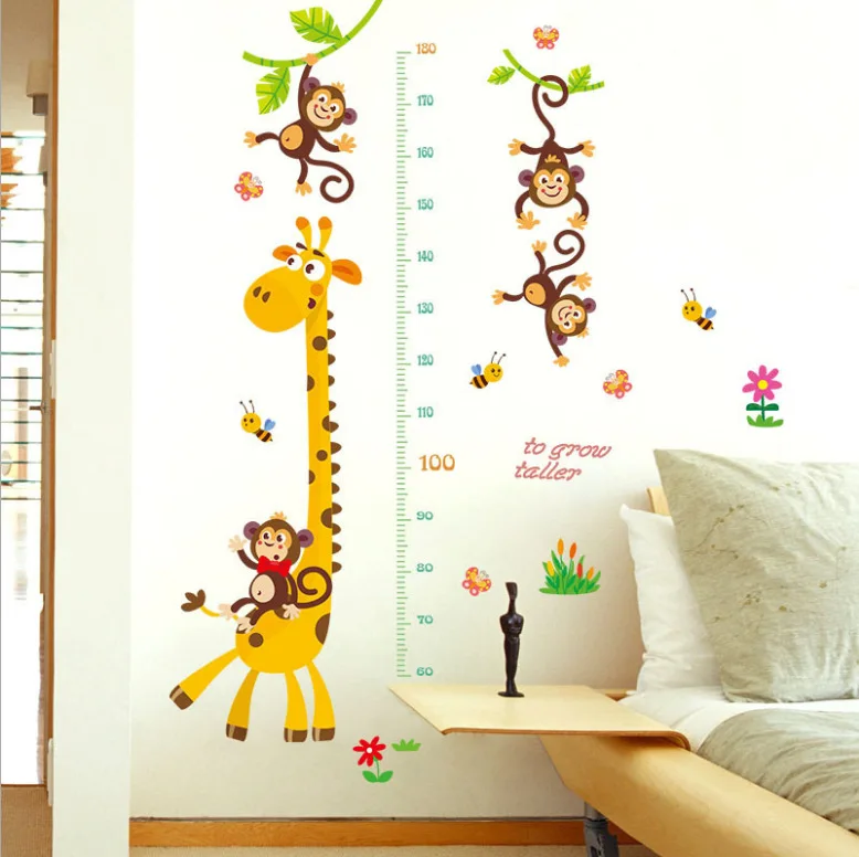 60*90 см DIY Обезьяна Жираф ребенок Ростомер детский сад мультяшное украшение для