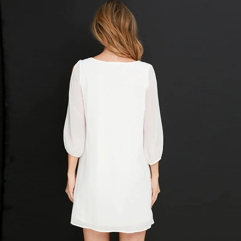 Женское однотонное платье-водолазка с V-образным вырезом | Женская одежда