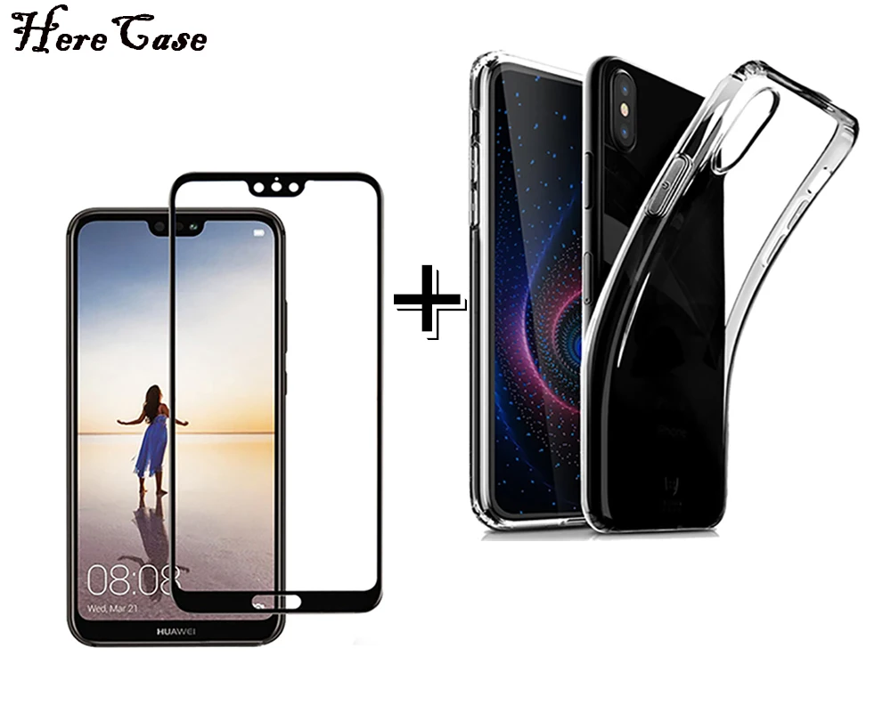 Прозрачная мягкая задняя крышка из ТПУ для Huawei P20 / Pro 9H 0 3 мм полное покрытие