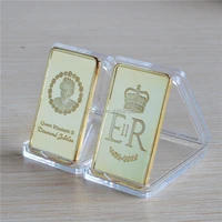 50pcslot 1 oz queen elizabeth souvenir coin iron plated gold er bullion bar factory wholesale dhl free shipping
