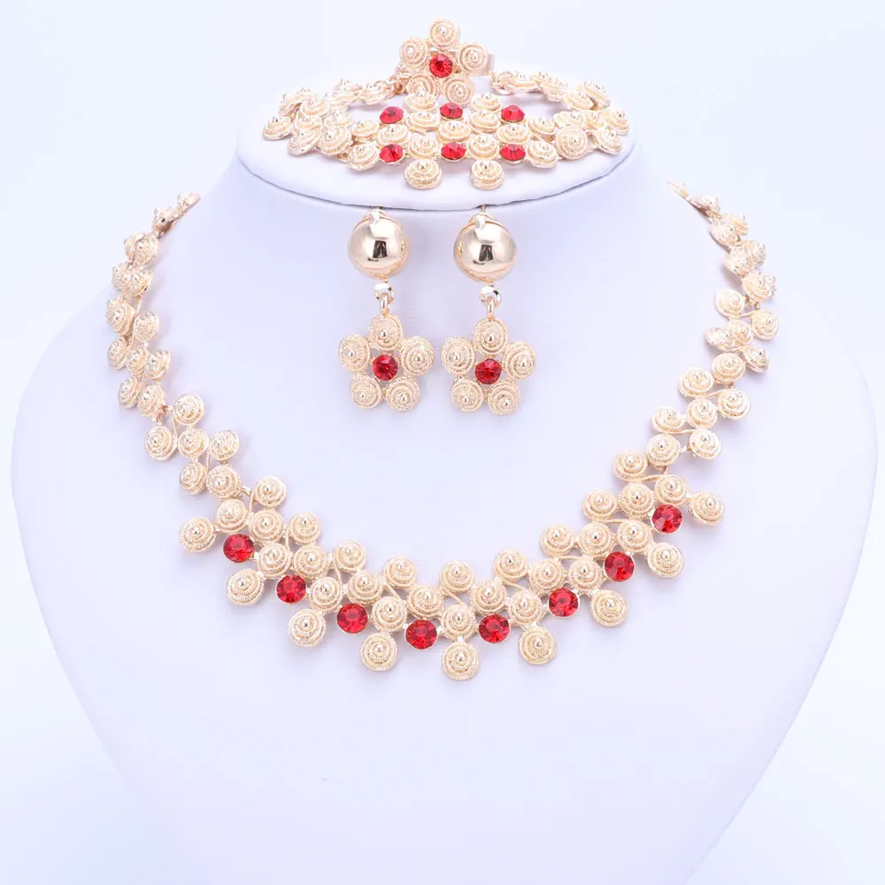 6 видов цветов Ювелирные наборы нигерийские африканские бусы Воротник массивное