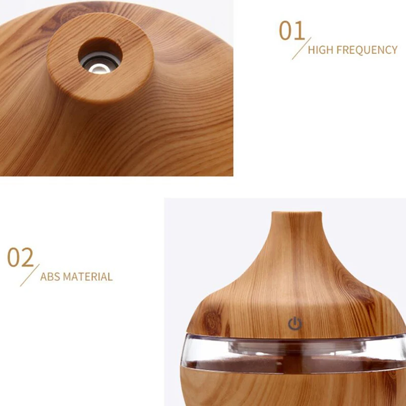 ATWFS Humidifier Aroma Oil Diffuser Ultrasonic Aromatherapy Wood Grain Air USB Mist Maker Fogger LED Light | Бытовая техника