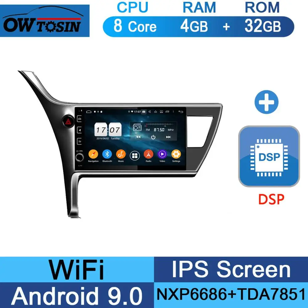 10," ips 8 Core 4G+ 64G Android 9,0 автомобильный DVD плеер gps мультимедийное радио для Защитные чехлы для сидений, сшитые специально для Toyota Corolla LHD CarPlay попугай - Цвет: 32G DSP