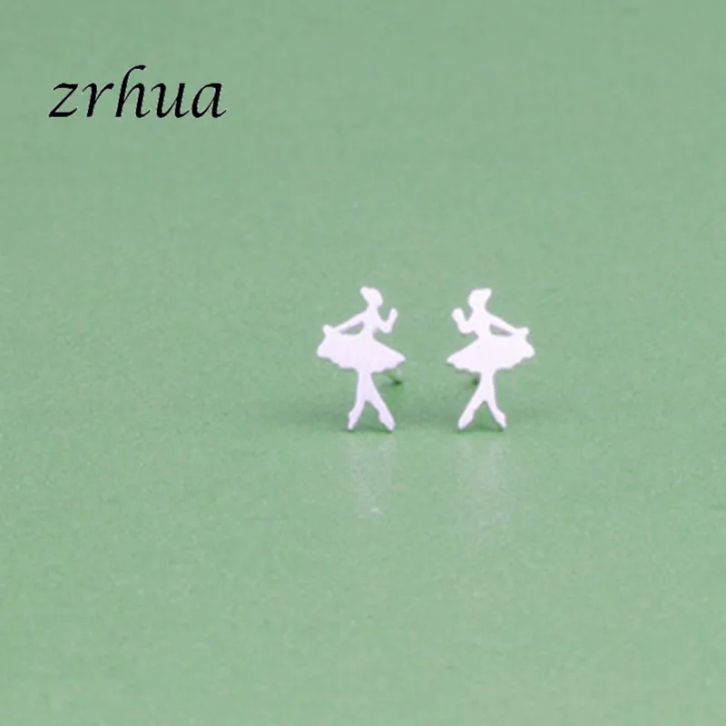 ZRHUA dancing Girls дизайнерские романтические ювелирные изделия 925 пробы серебряные Простые серьги-гвоздики для женщин элегантные свадебные ювелирные изделия Лидер продаж