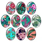 Красивые модные цветы, 13x18 мм18x25 мм30x40 мм, смешанные овальные фото, Стеклянные Кабошоны, демонстрация ювелирных изделий с плоской задней частью TB0126