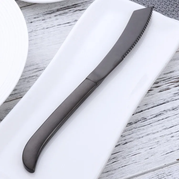 6pcs Black Радужный нож для стейка из нержавеющей стали, набор острых столовых ножей, столовые приборы для ресторана, столовый нож, Черные ножи для стейка, набор посуды - Цвет: 6pcs Black