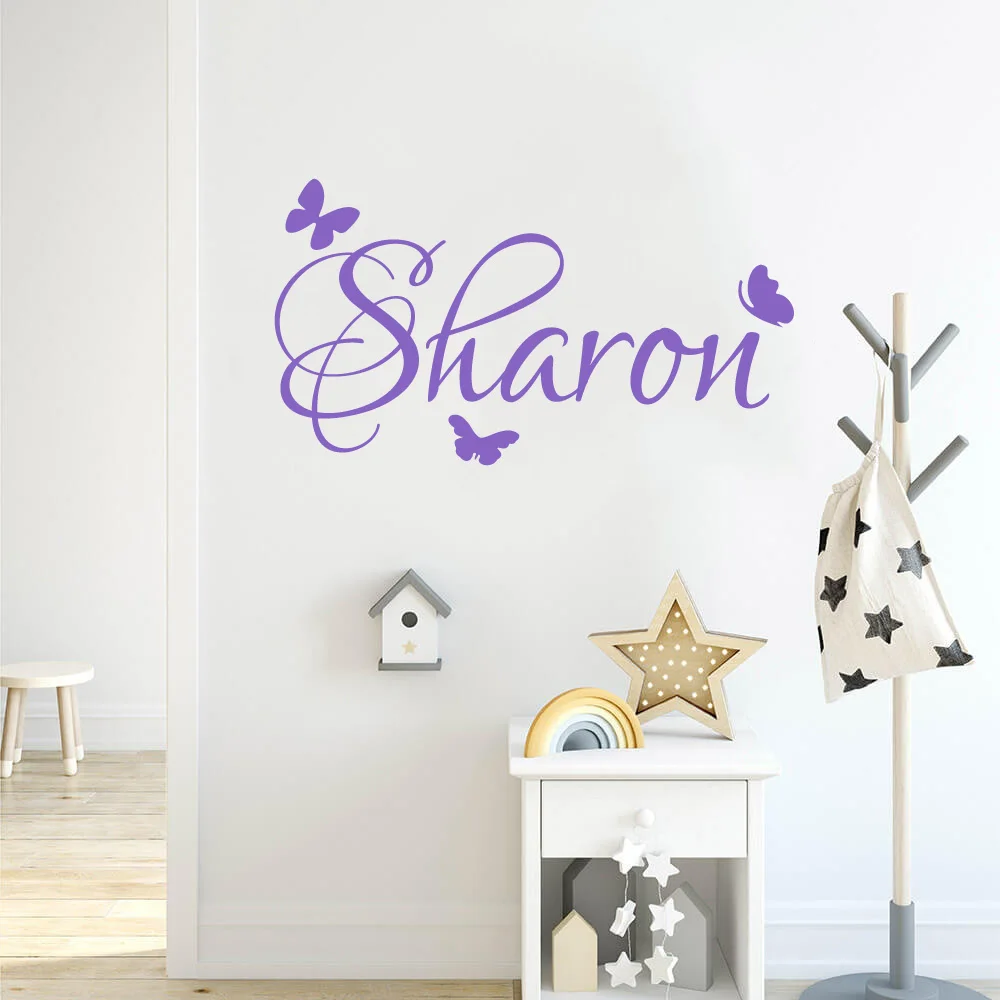 

Personalized Custom Any Name Wall Stickers for Kids Rooms Nursery Decor Butterflies with Girl Name Wall Decal Vinyl Mural C24-4