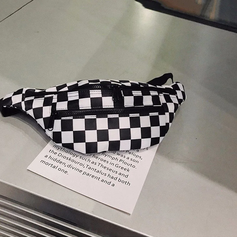 White Fanny Pack Нейлоновая клетчатая Женская поясная сумка с ремнем, поясная сумка с высокой вместительностью, Женская Удобная нагрудная сумка, сумка через плечо - Цвет: White Fanny Pack