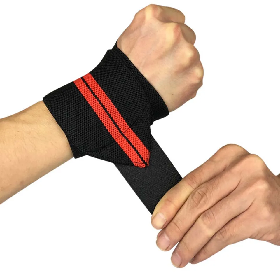 Black With Red 1 шт. тяжелая атлетика запястья обертывания Поддержка большого пальца тренажерный зал намотки запястья нарукавники фитнес Кроссфит спортивные Напульсники HW004 - Цвет: Black With Red