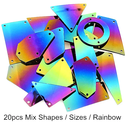 Mixed Shapes 20 шт радужные зеркальные пришитые Стразы неправильной формы акриловые зеркальные радужные хрустальные Каменные Стразы для шитья свадебного платья B3734 - Цвет: Mixed Shapes