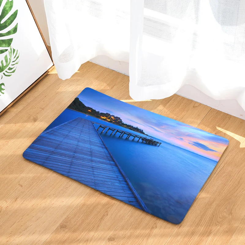 2017 Приморский вечерний пейзаж печать ковры Нескользящие кухонные коврики для