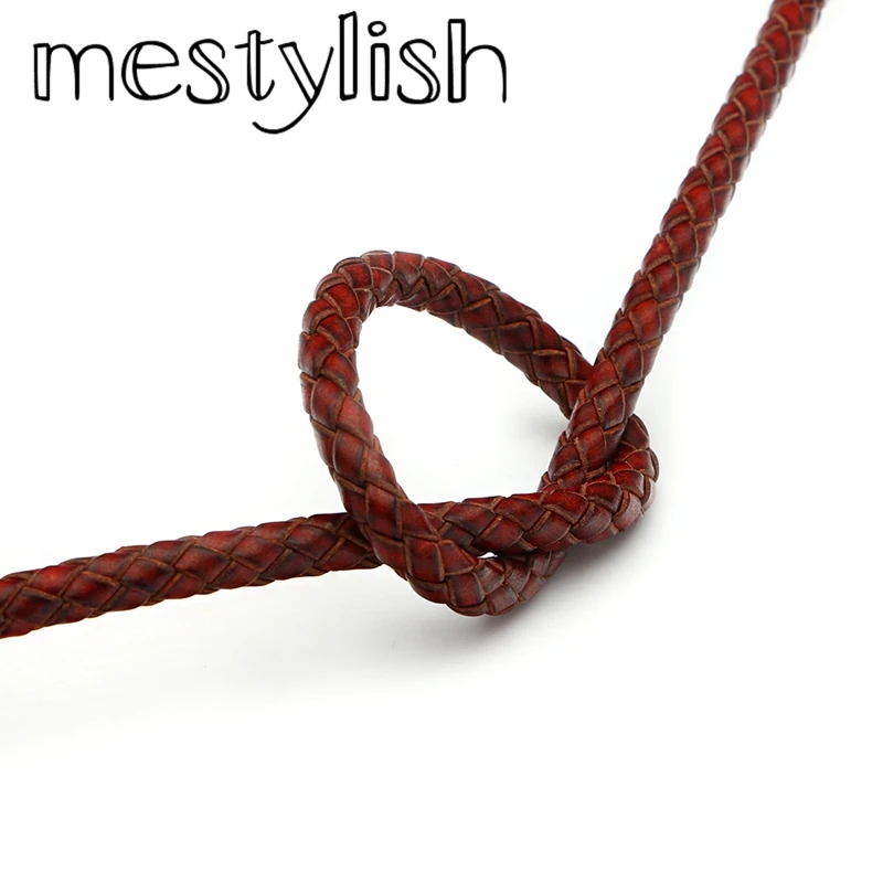 Mestylish 6 мм из натуральной кожи в стиле ретро шнур Круглый Веревка Fit Кожаные браслеты и DIY ювелирные изделия ручной работы, аксессуары