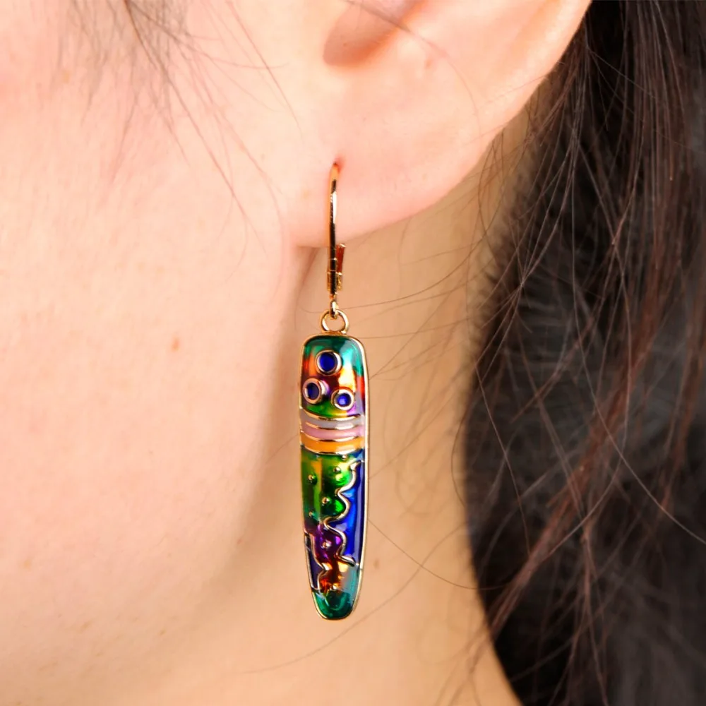 Женский комплект из колье и серёг Blucome разноцветный в форме ручки с веревкой