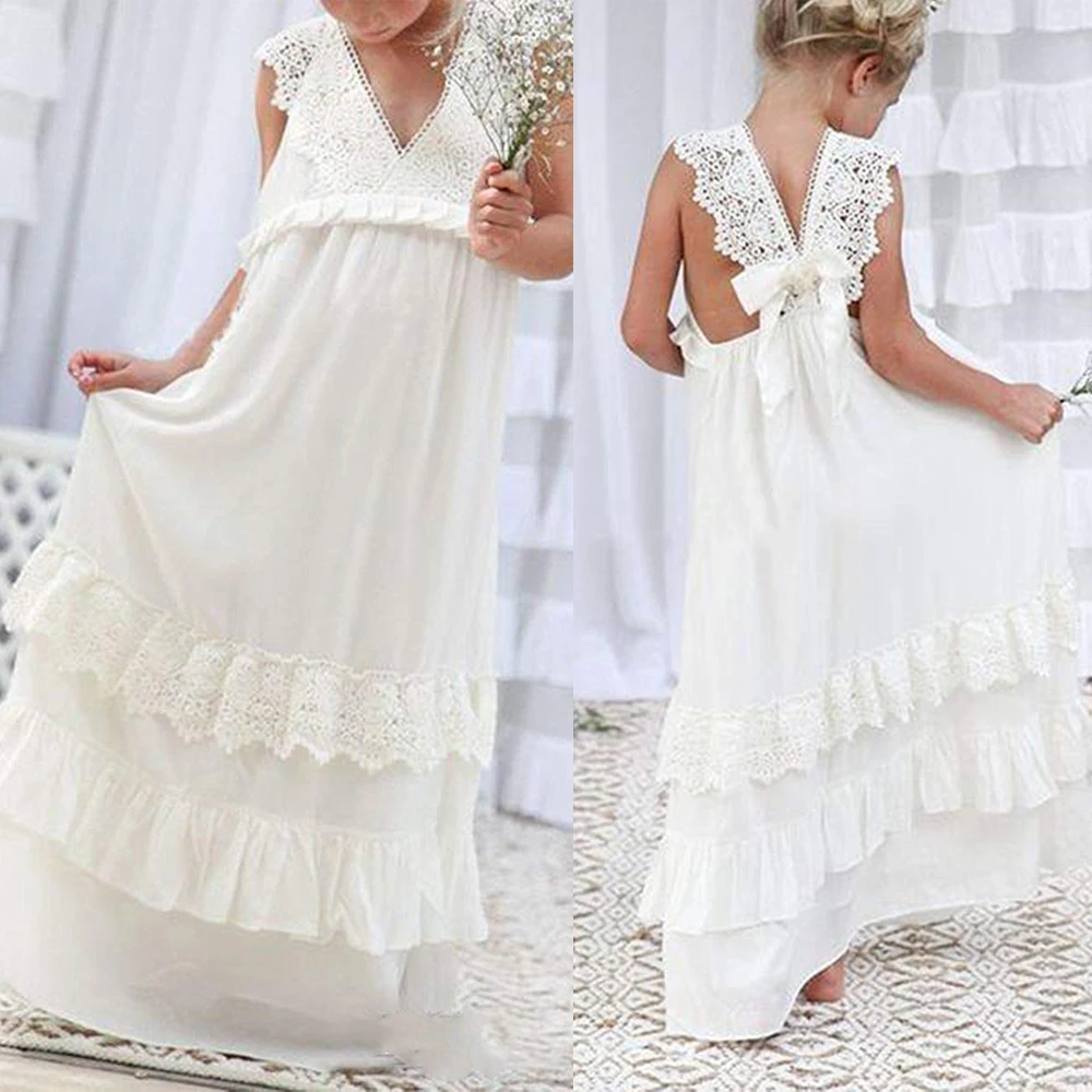 Lace Flower Girls Dresses White Ivory Country Wedding Kids Dress Beach First Communion Princess | Свадьбы и торжества