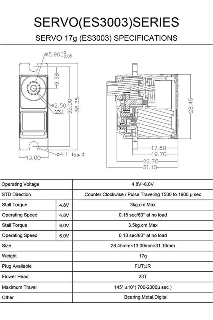 1 шт. EMAX ES3003 ES3004 ES3053 ES3054 17g Пластик/металлический аналоговый/цифровой Шестерни сервопривода для F3A 3D модель самолета