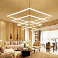 40 60 80cm square rings led pendant lights for living room dining room lighting modern pendant lamp hanging ceiling luminaire