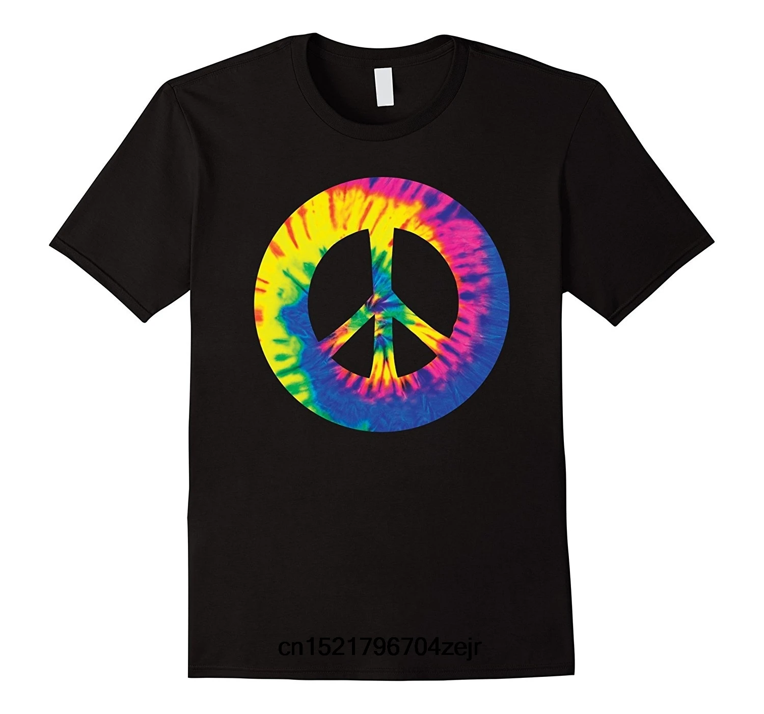 Мужская футболка неоновый вихревой знак мира флуоресцентный хиппи галстук