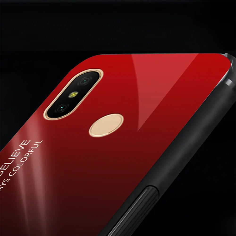 Для Сяо mi красный Примечание 6 5 Pro Дело градиент закаленное Стекло чехол для Xiaomi A2